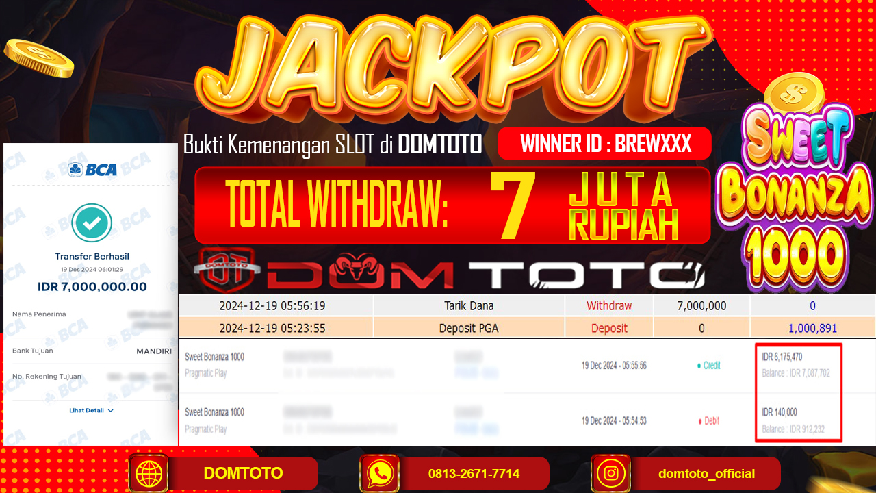JACKPOT SLOT SWEET BONANZA 1000 18 DESEMBER 2024